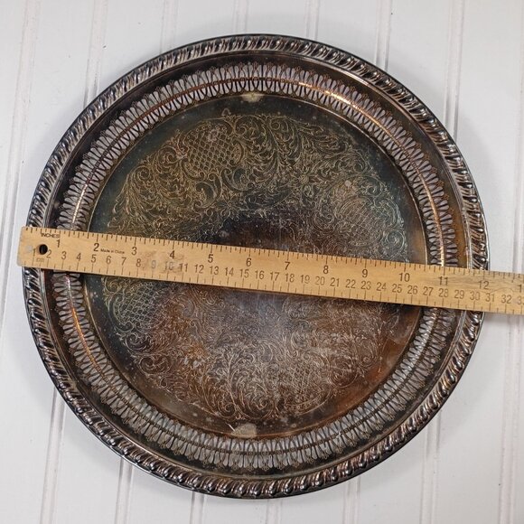 Vtg Silverplate Serving Trays Platters Tree of Life Round WS Blackinton LOT OF 3 - Picture 10 of 16